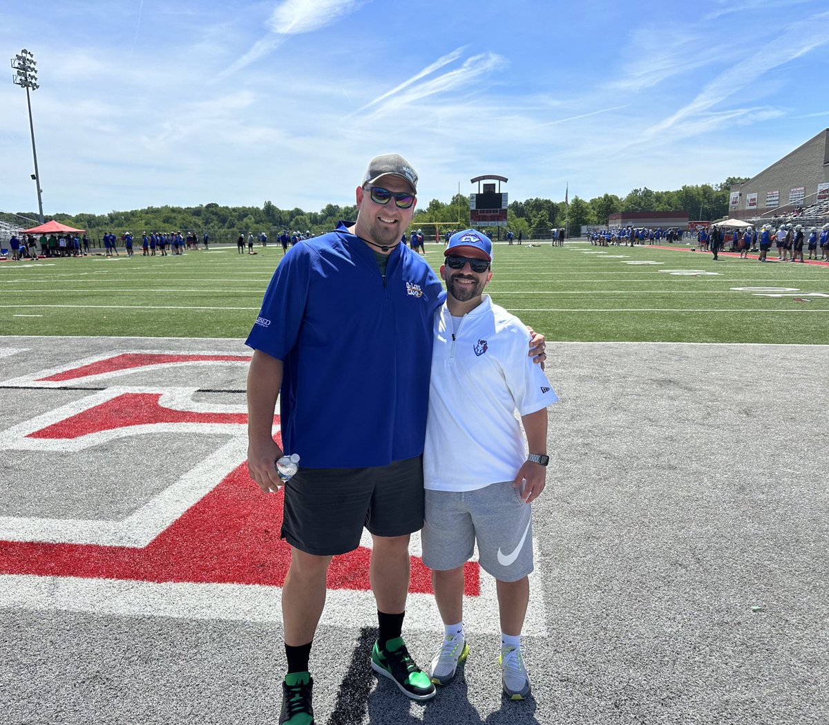 coach_tranter's tweet photo. Great time at the @JM_OLine_Camp this weekend. Got to see former CV teammate @EricKush64 and the current Colts got in some good work! https://t.co/5Pz9t5gD8G