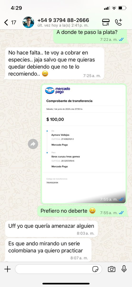 aymavallejs's tweet photo. El otro día un Uber me dijo que no tenia cambio por lo tanto le quede a deber $100 y me pidió mi num para que le transfiera (ya sabía que era con doble intención pero mi idea era solo pasarle la plata y listo) cuestión que me dijo eso y ni sabia lo que era pago en “especie” muda. https://t.co/Sn9x50FPnO