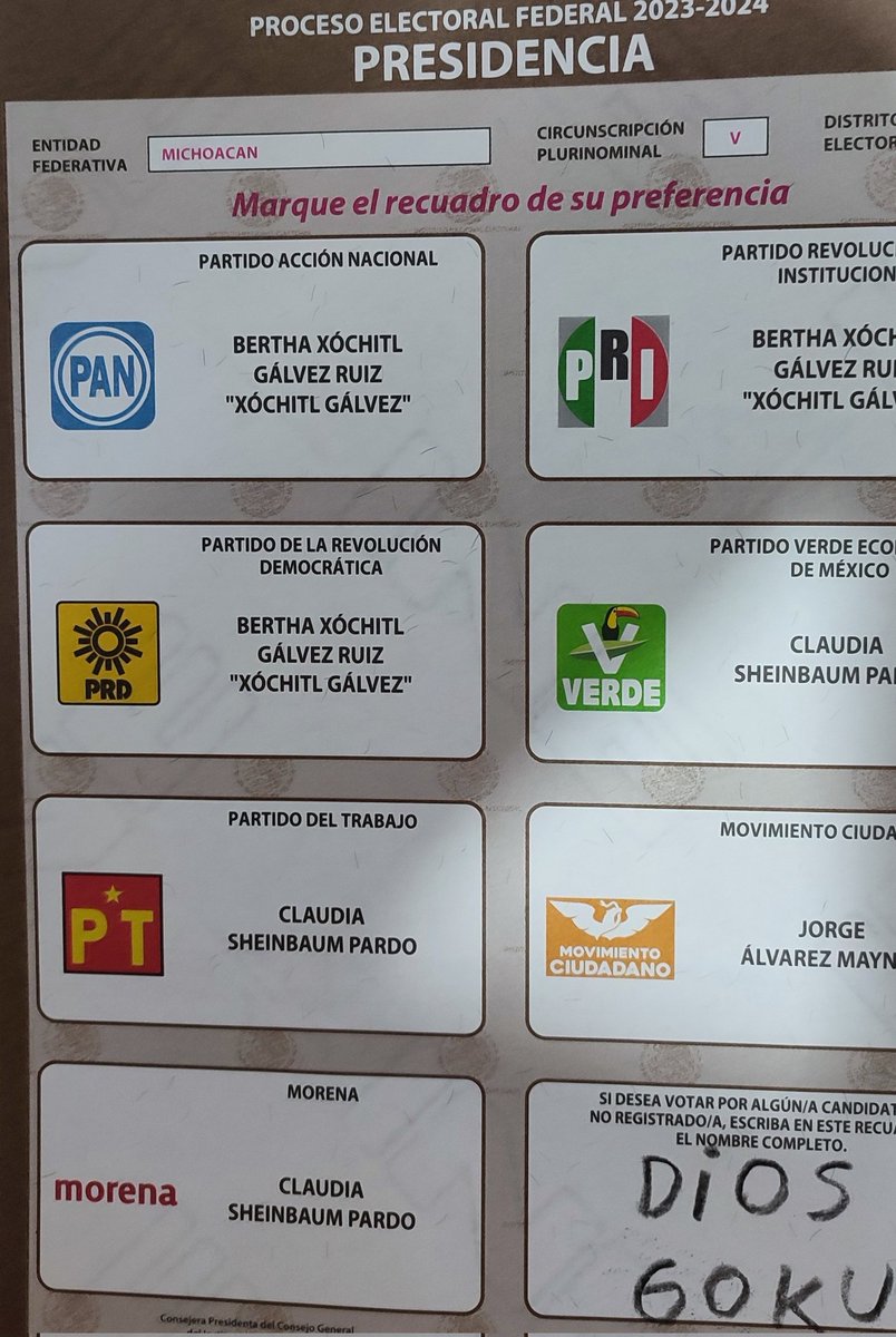 Mario1653688's tweet photo. Ya vote mi gente 🙏

#EleccionesMéxico2024 https://t.co/yJztPeUadX