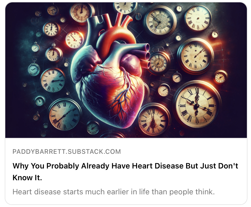 Most people think that heart disease is only something 'Old People' need to worry about. The problem is that it starts much earlier in life & addressing it early is key. That's what > 20K subscribers to my free newsletter learned about yesterday.