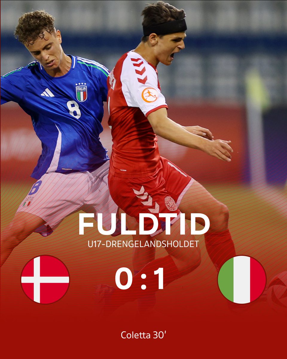 Eventyret slutter her. Vi taber EM-semifinalen til et på dagen bedre italiensk mandskab. Lige nu er vi skuffede. Men når skuffelsen har lagt sig, så rejser vi os igen 🇩🇰 #Fordanmark #u17euro