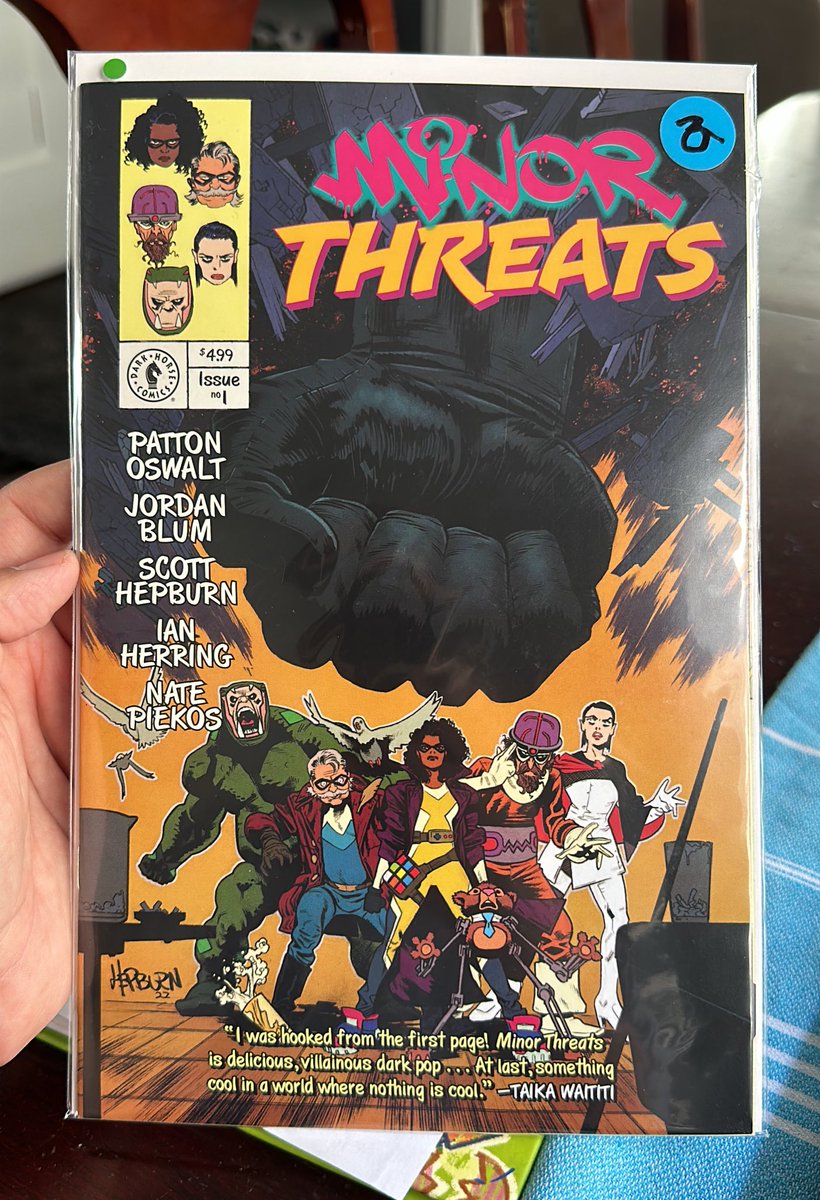 fandads's tweet photo. Found this yesterday at #BelaCon! 

I have never heard of this series and now I have to find the rest of them! 
@pattonoswalt @BlumJordan 
#ConventionFinds #Comics #MinorThreats https://t.co/YC79JRCNow