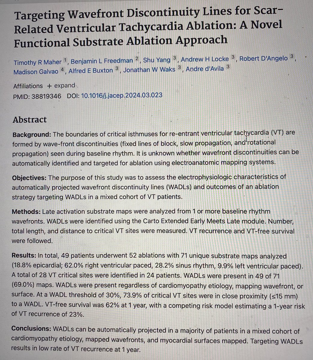 pubmed.ncbi.nlm.nih.gov/38819346/

VT ablation without the need for VT induction and the use of activation map to better understand the substrate.