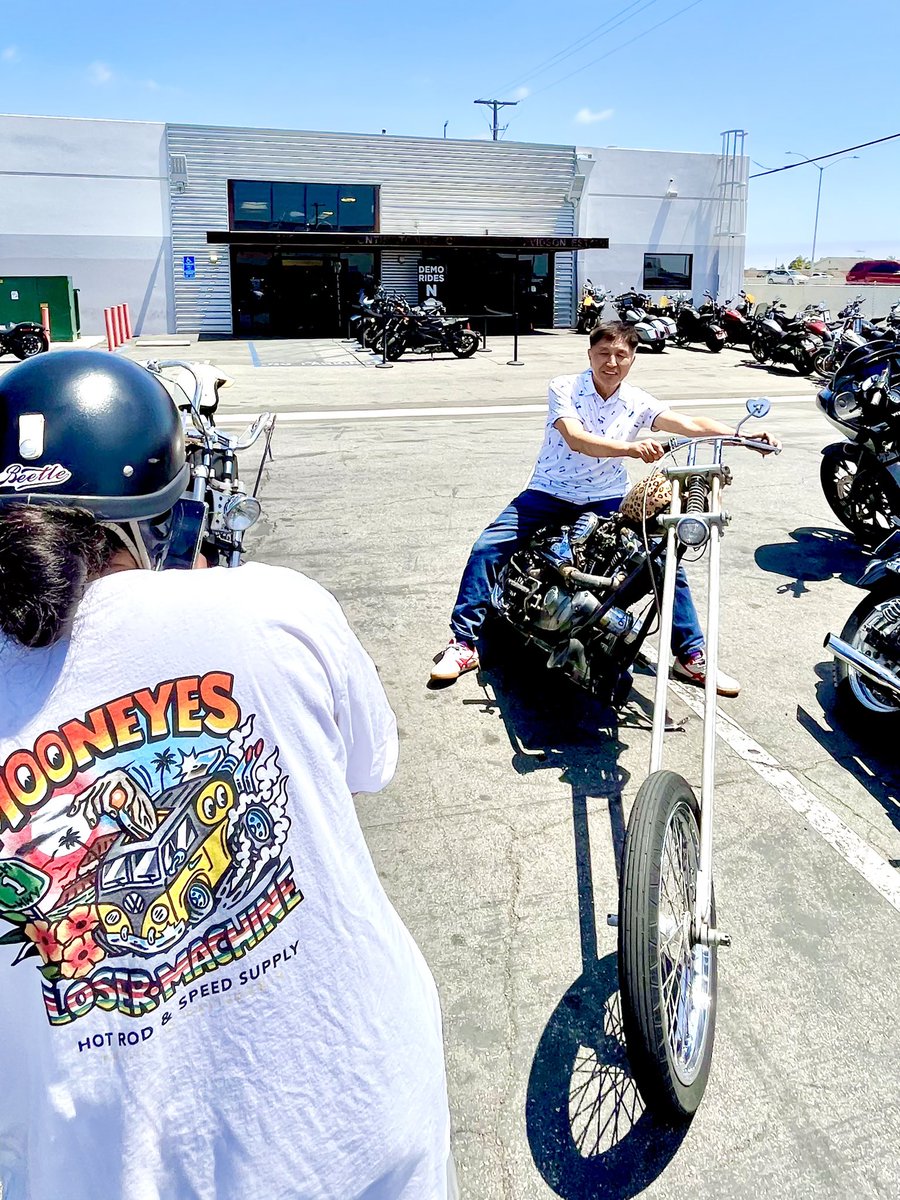 Random dude who couldn’t even speak English wanted to take a photo on the bike, so we hyped him up! He was so excited to see choppers in the wild! Turns out choppers are a universal language 😂