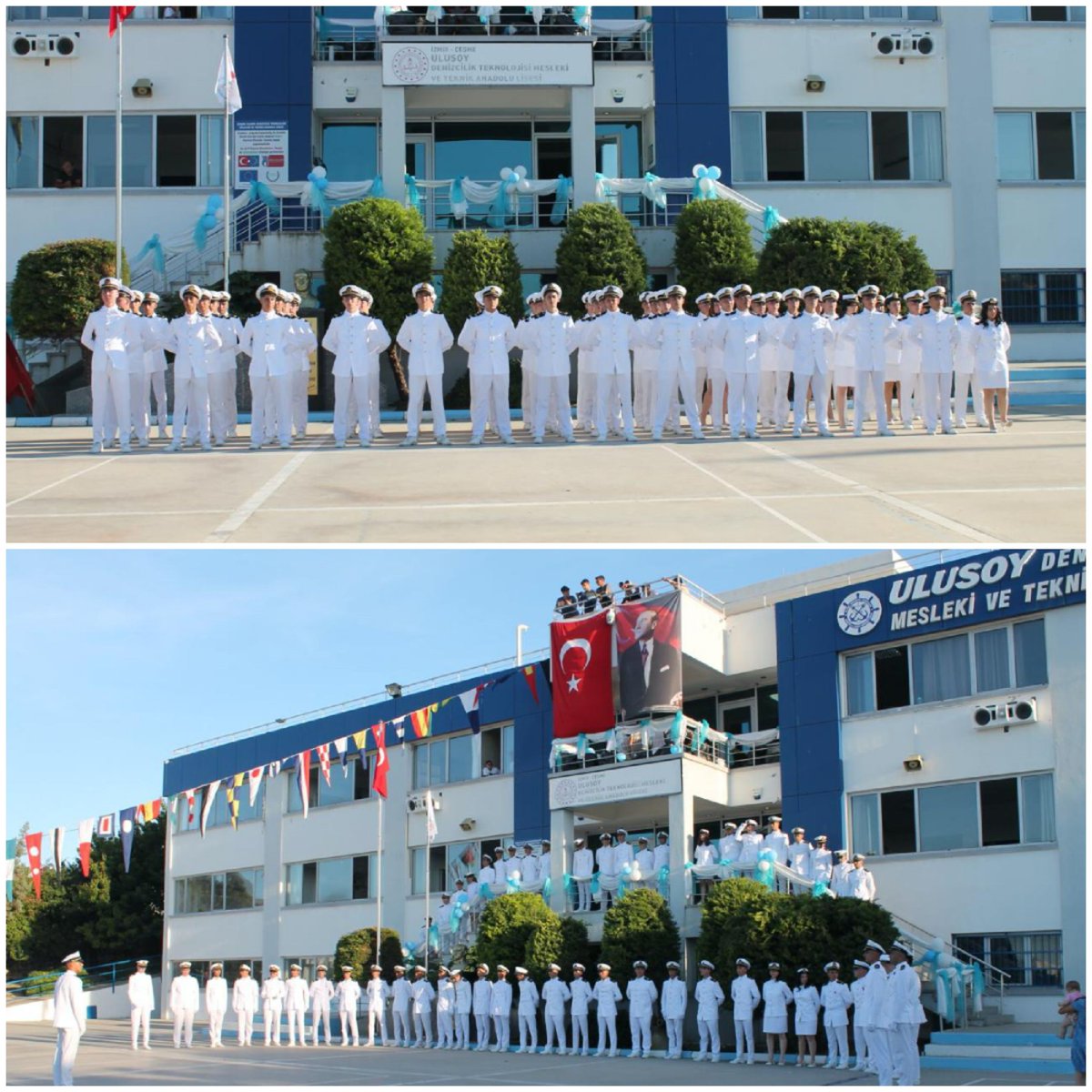 CesmeAna's tweet photo. 2023-2024 Eğitim-Öğretim Yılı 12.sınıf öğrencilerimizi mezuniyet törenimizle uğurladık. Yolunuz açık olsun gençler.🙏💙⚓ #ulusoydenizcilikteknolojisimtal https://t.co/djvM0Sb7Gb