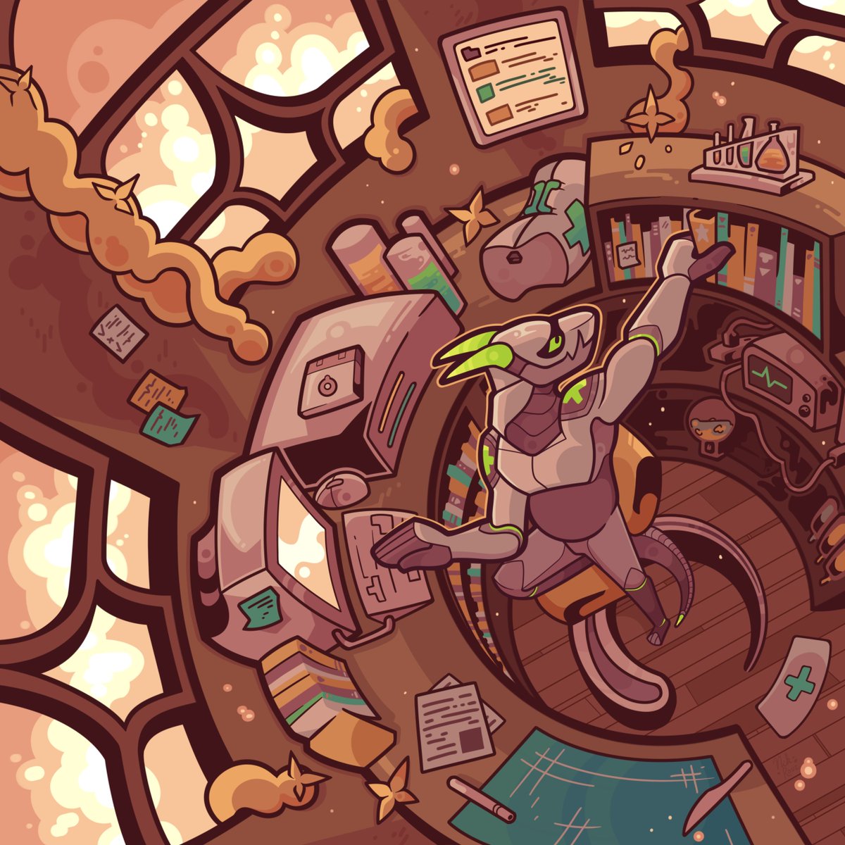 Marv knows that you gotta put in the work if you want to be a good doctor.  Plus if he want's to beat all his friends and patients in poker he better study up.

Cool art and scene by <a href="/RouzNik/">Nik Rouz</a>