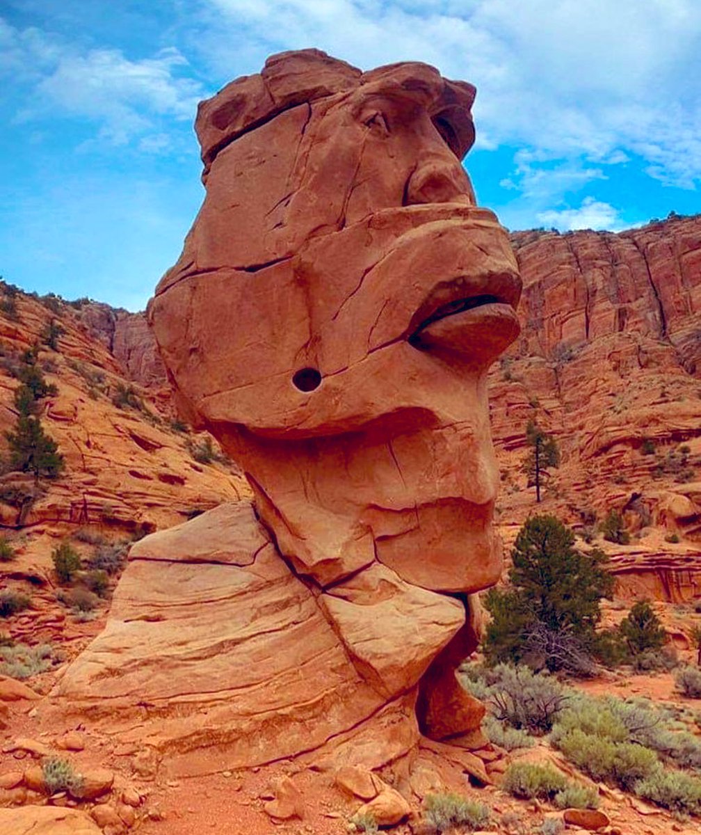 Deep in the mountains of Utah is this a statue of Maxine Waters.