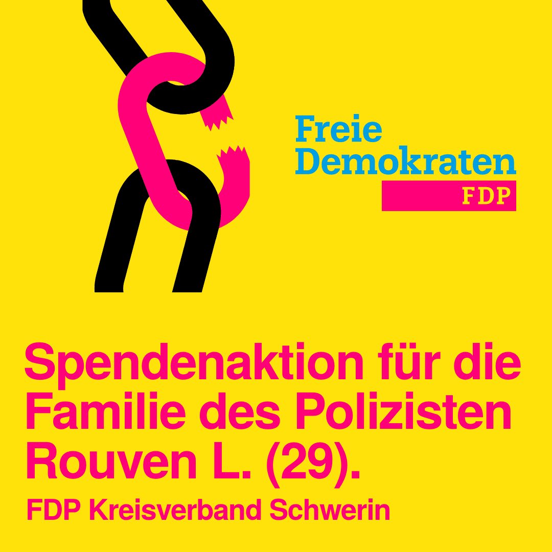 fdp_schwerin's tweet photo. Wir sammeln Spenden für die Familie des verstorbenen Polizisten Rouven L. (29).

Hier der Spendenlink:
https://t.co/vGT8rbSiKq https://t.co/xhTBnoMlP9