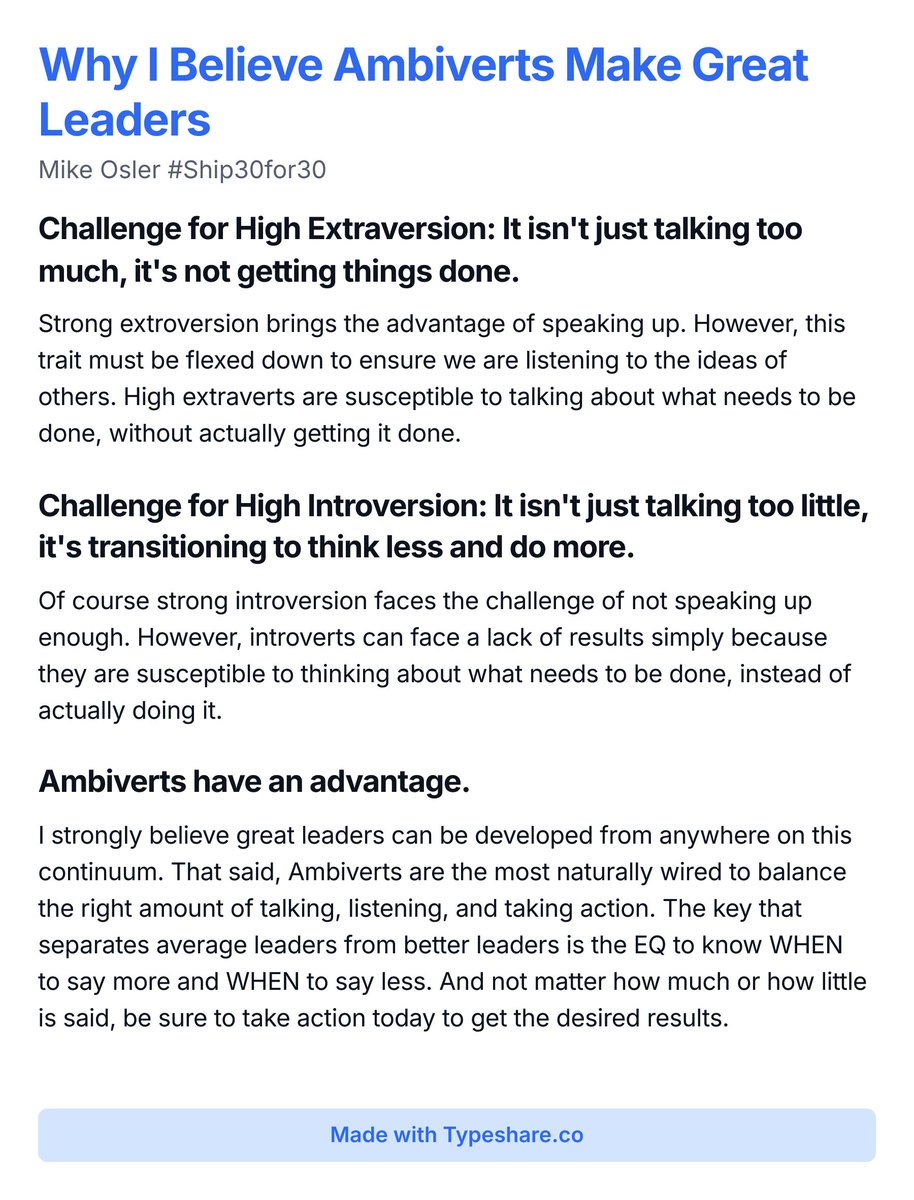 mosler4610's tweet photo. Why I Believe Ambiverts Make Great Leaders https://t.co/nBEONuERoc