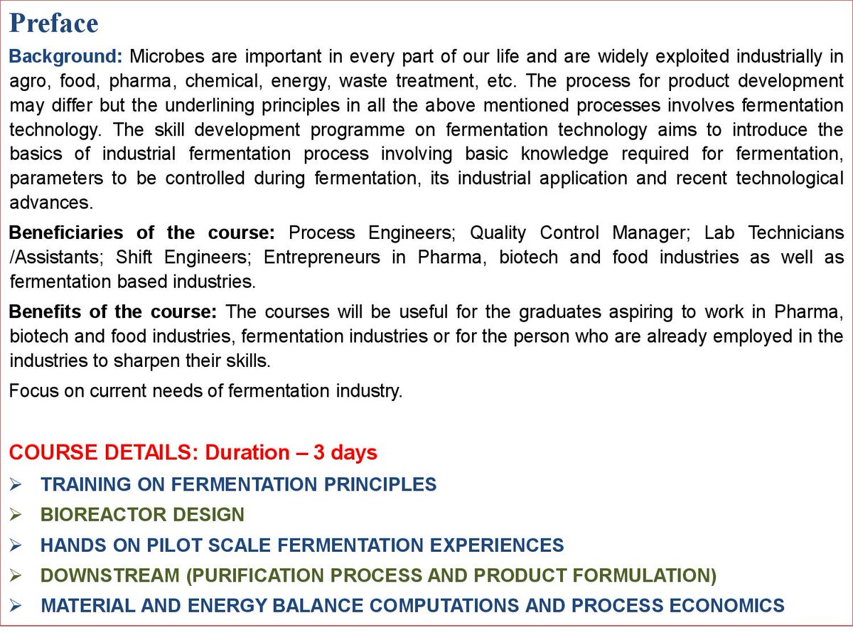 sourish007's tweet photo. CSIR-CSMCRI is conducting 3 days Skill Development Programme on Fermentation Technology during 13th June 2024 to 15th June 2024 jointly by CSIR-CSMCRI, UCS, Osmania University and Abode Biotec India Pvt. Ltd. 
Date: 13th to15th June, 2024
Venue: Osmania University, Hyderabad. https://t.co/VrisfdeOCa