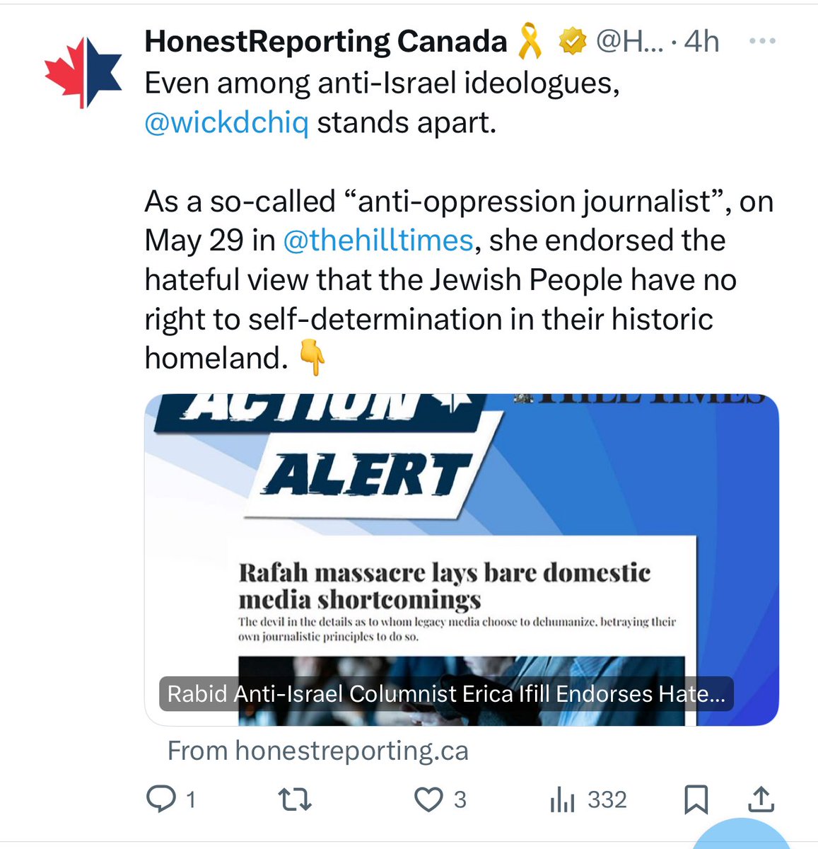 wickdchiq's tweet photo. .@HonestRepCanada used the word “rabid” to describe a Black ppl which is viciously anti-black. Honest Reporting is using coded language to dog whistle antiblackness. You can’t use antiblackness to accuse one of antisemitism. Why not just call me the n-word and keep it moving https://t.co/3jTg7UmBlP