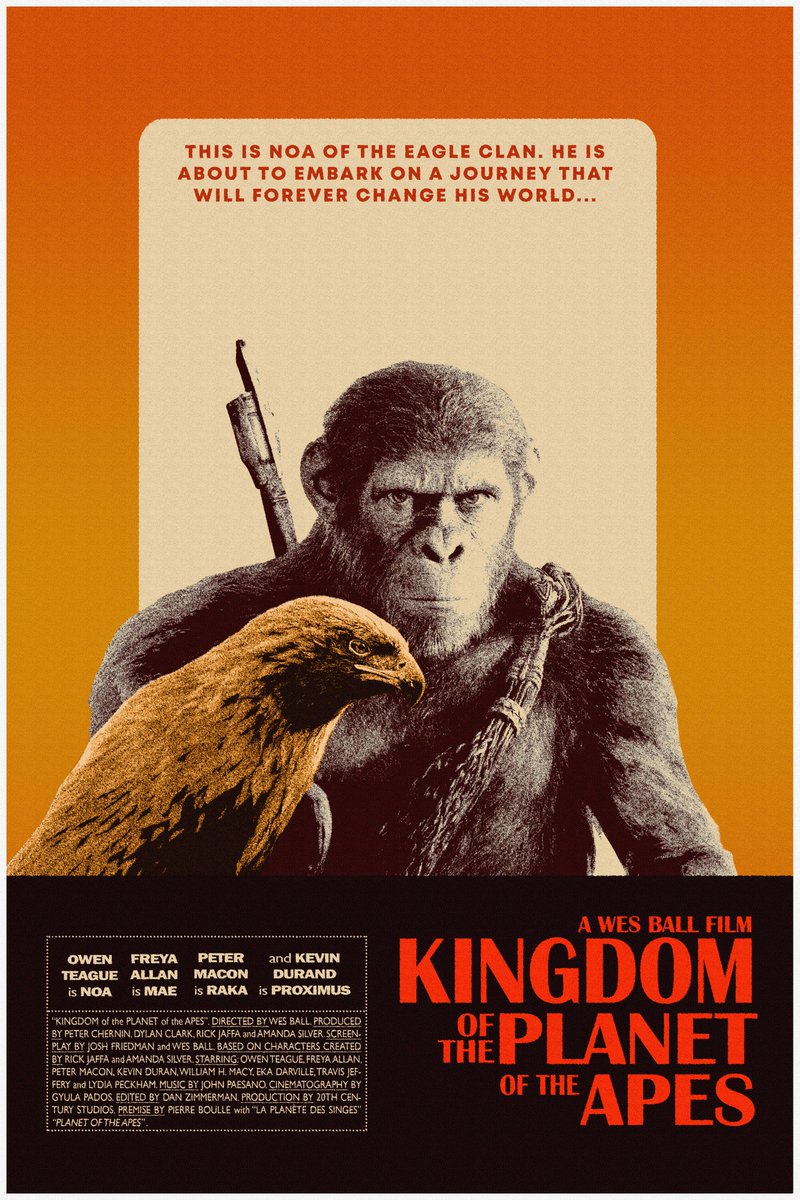 fredstxn's tweet photo. WHAT A WONDERFUL DAY! Finally got around to watching Kingdom, absolutely loved it. Posters by me 
#PlanetOfTheApes #KingdomOfThePlanetApes https://t.co/AZlqEp6Cjo