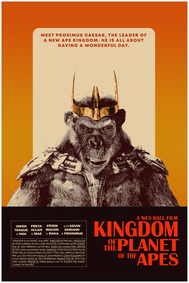 fredstxn's tweet photo. WHAT A WONDERFUL DAY! Finally got around to watching Kingdom, absolutely loved it. Posters by me 
#PlanetOfTheApes #KingdomOfThePlanetApes https://t.co/AZlqEp6Cjo