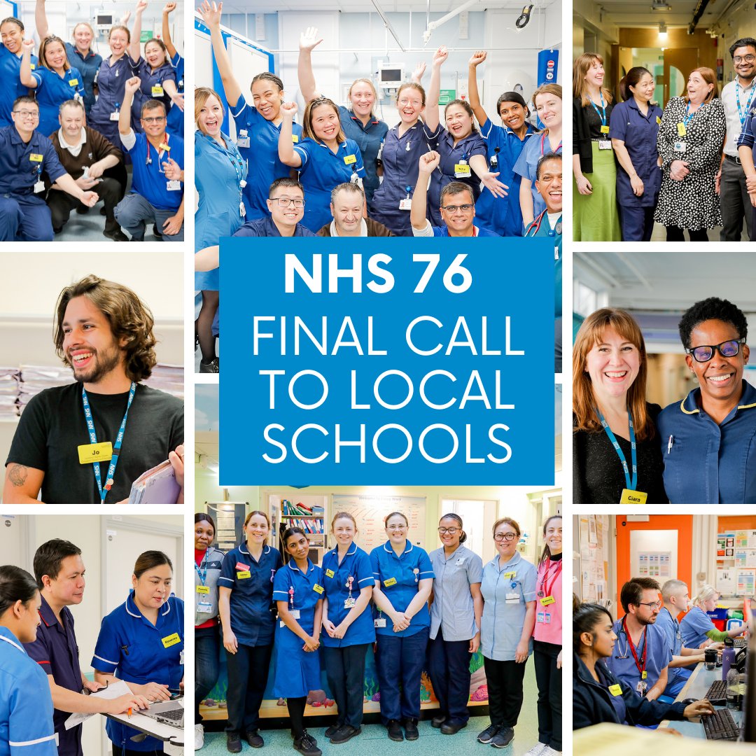 EsthCharity's tweet photo. FINAL CALL for Local Schools! 📢
Epsom and St Helier Hospitals Charity is celebrating the NHS 76 Birthday, and we want YOUR school to be part of it 💙🏥
#NHS76 #TeamESTH #SupportOurHospitals https://t.co/B15n73of3P