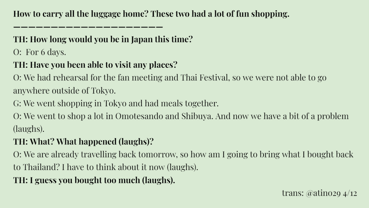 It took a while but here is part 1/3 (1-4/12).
The highlights of this interview are in parts: 6/12, 9/12 and 12/12.
You can skip part 8/12 entirely, it's about... that again.

#ออฟกัน #OffGun
#ThaiFestivalTokyo2024 
#タイフェスティバル東京2024