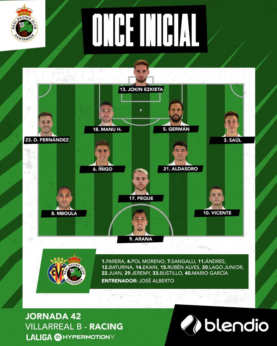 realracingclub's tweet photo. 🚨 ¡Ya conocemos el once racinguista que partirá de inicio hoy ante la @CanteraGrogueta! #VillarrealBRacing https://t.co/QKbCDCppDL
