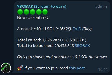 🔥 It's been less than 24 hours, but over 1,820 SOL has already been raised 🔥

Join our Telegram chat to see every new contribution
👇👇👇

t.me/bobak_chat