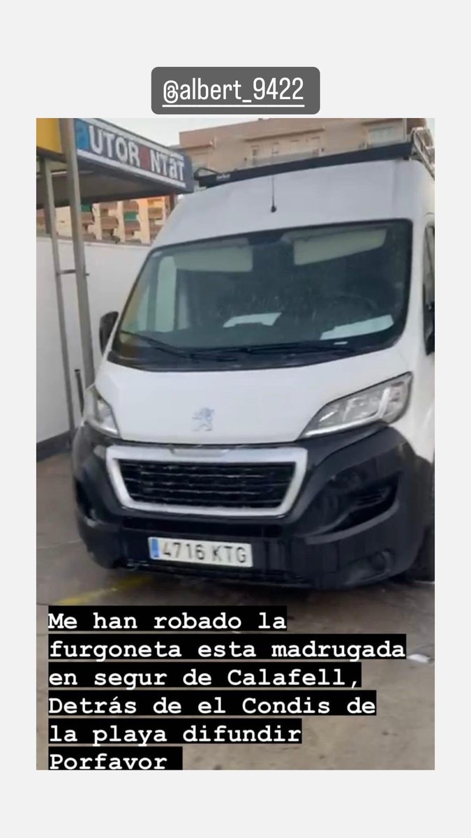 antiradarcatala's tweet photo. Furgoneta robada a Segur de Calafell. Si us plau compartiu. https://t.co/21elBFJHgn