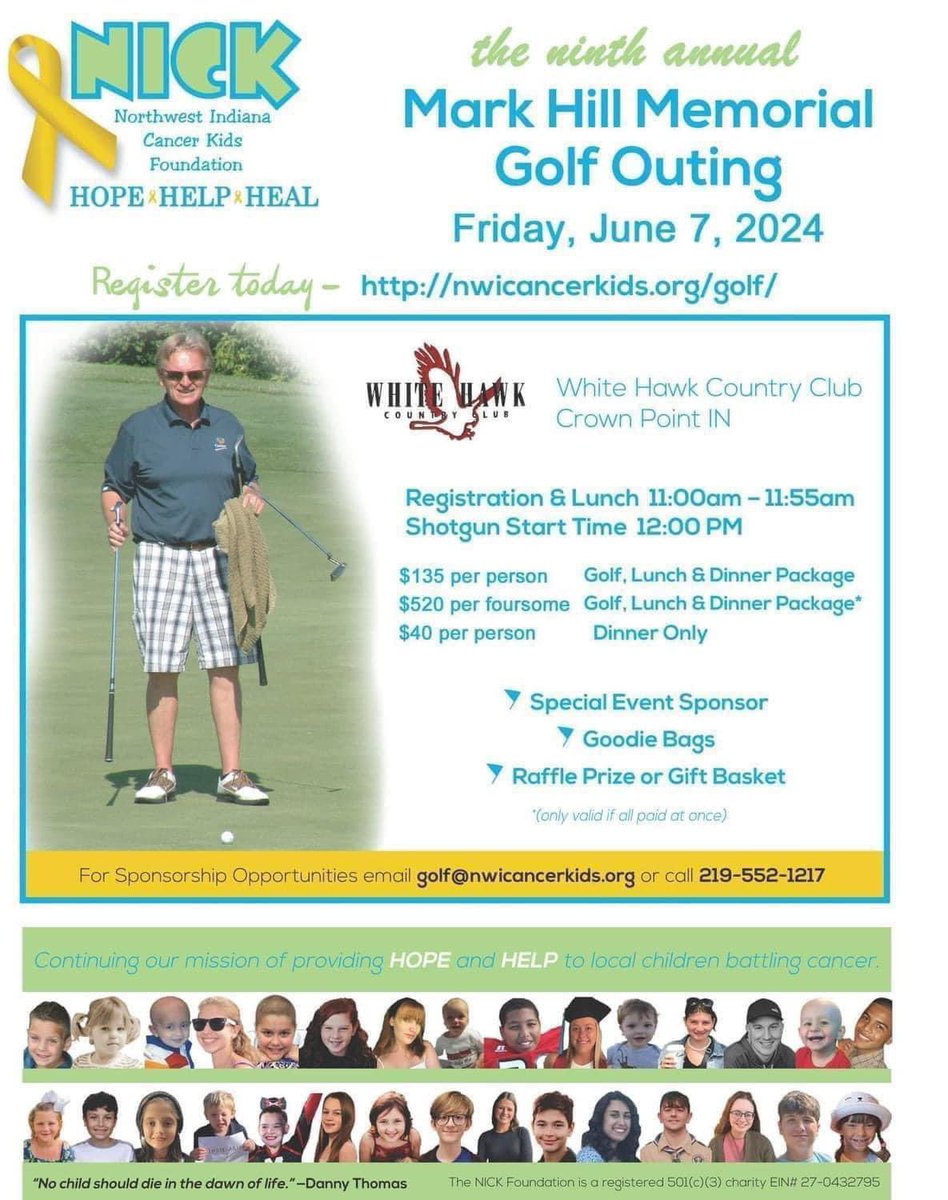 ⛳ Final call! Register today for our golf event and play a round for childhood cancer awareness. Let's tee off for a great cause! 🎗️💛

▶️ nwicancerkids.org/golf

#childhoodcancerresearch #BeTheOne #CrownPointCares #nonprofitsrock #nwicommunity #NICKFoundation