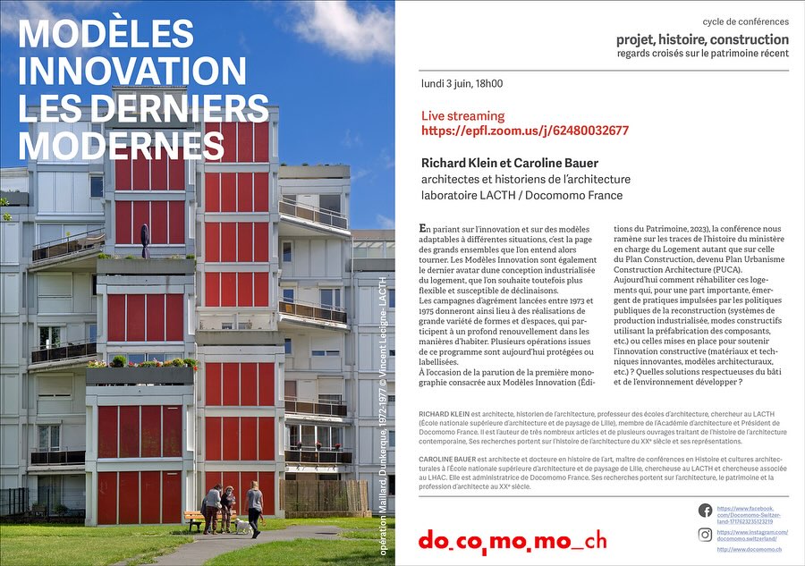 DocomomoF's tweet image. Lundi 3 juin 2024 à 18h: conférence de Caroline Bauer et Richard Klein
Connectez-vous!
docomomo.ch/richard-klein-…