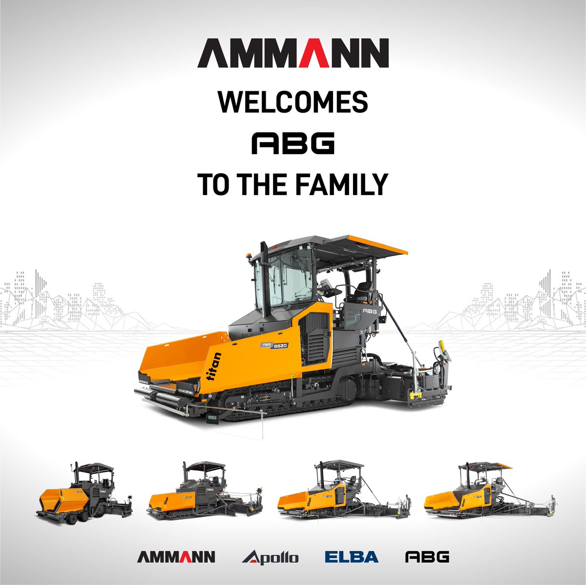 ammann_india's tweet photo. To all our cherished ABG customers, dealers, financiers, employees and vendors, we extend a warm and heartfelt welcome. We are as excited as you are in starting this new journey together, with the AMMANN family.
#WelcomeABG #AMMANNFamily #PavingTheFuture #InnovationInMotion https://t.co/mjiNTXruEn
