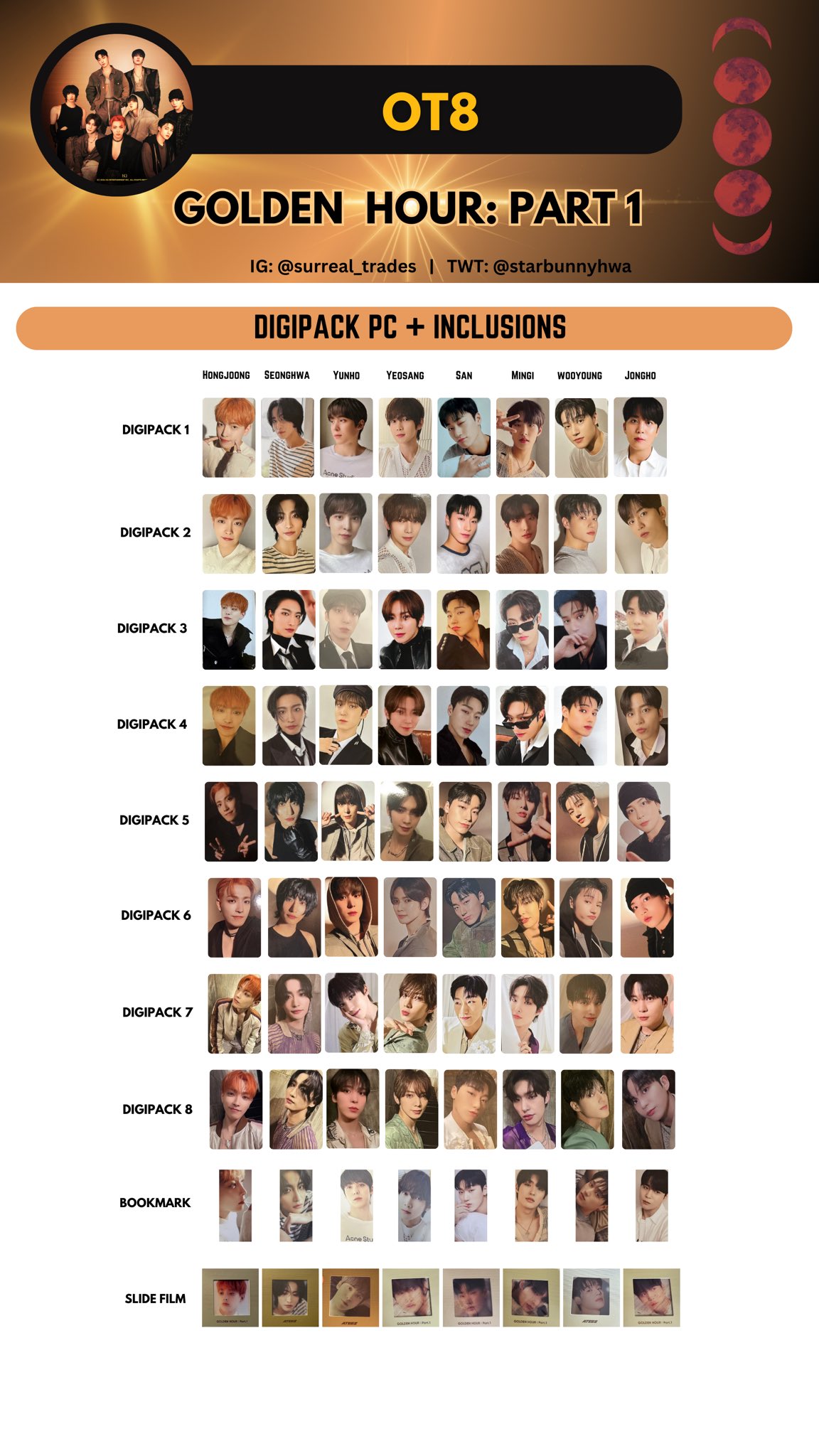 ATEEZ GOLDEN HOUR 封入 トレカ OT8 コンプ セット アチズ|K ATEEZ GOLDEN HOUR 封入 トレカ OT8 コンプ セット アチズ|K