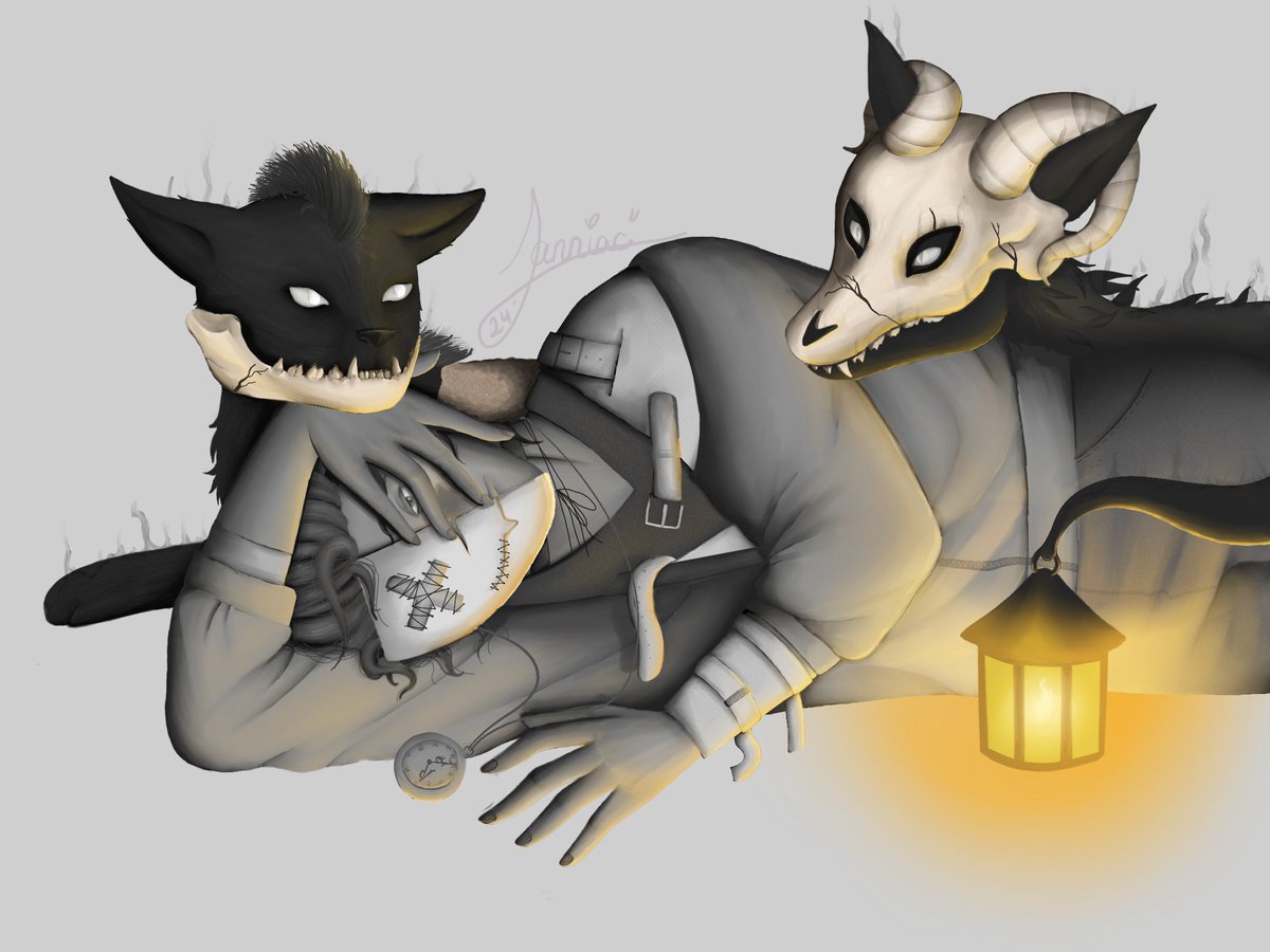 ArtbyJanniac's tweet photo. I can't say, I've been drawing more than max. an hour every day, since work has me pretty much dead at the end of the evening but I still get some things done... just takes longer xD They're Ago🐶 > Patrek > Zuga🐶
#originalcharacters #oc #warlock #Patrek #Zuga #Ago #conceptart https://t.co/Ox5F0clUA2