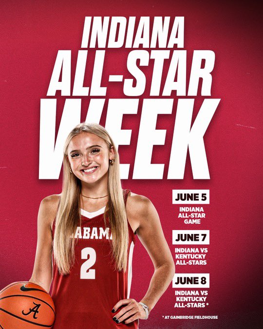 Miss Indiana takes on All-Star Week! 🌟 @ChloeSpreen will play in three games during the Indiana All-Star Week, beginning June 5! #RollTide #GLG