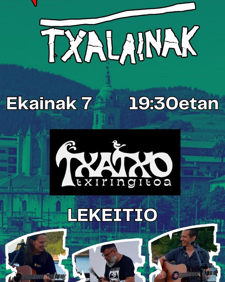 Txalainak's tweet photo. Txalainak ❤️ Lekeitio

🗓️ Ostirala, ekainak 7
🕢 19:30etan
📍 Txatxo txiringitoa, #Lekeitio https://t.co/EbVldXj7if