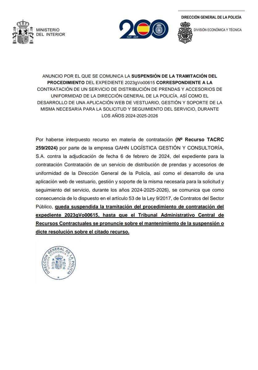 PoliciaASP's tweet photo. ℹ️Ya funciona la aplicación de vestuario con un nuevo formato.
👉🏻La aplicación permaneció cerrada por la suspensión del proceso de contratación, al interponer uno de los licitadores un recurso ante el TACRC. 
✅Dicha suspensión se ha levantado hace apenas un mes.
#VerdadVerdadera https://t.co/XxcX1tEEmE