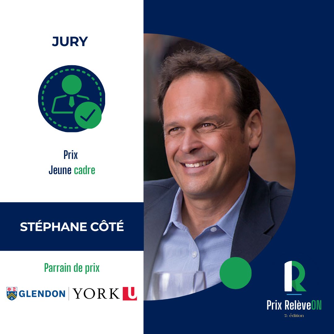 🎉 Découvrez Stéphane Côté, VP chez Corby et jury du Prix jeune cadre, parrainé par @GlendonCampus. Rejoignez-nous le 5 juin pour célébrer les talents ! Réservez 👉 releveon.ca/gala-releveon-… #RelèveON #Gala2024 #Leadership