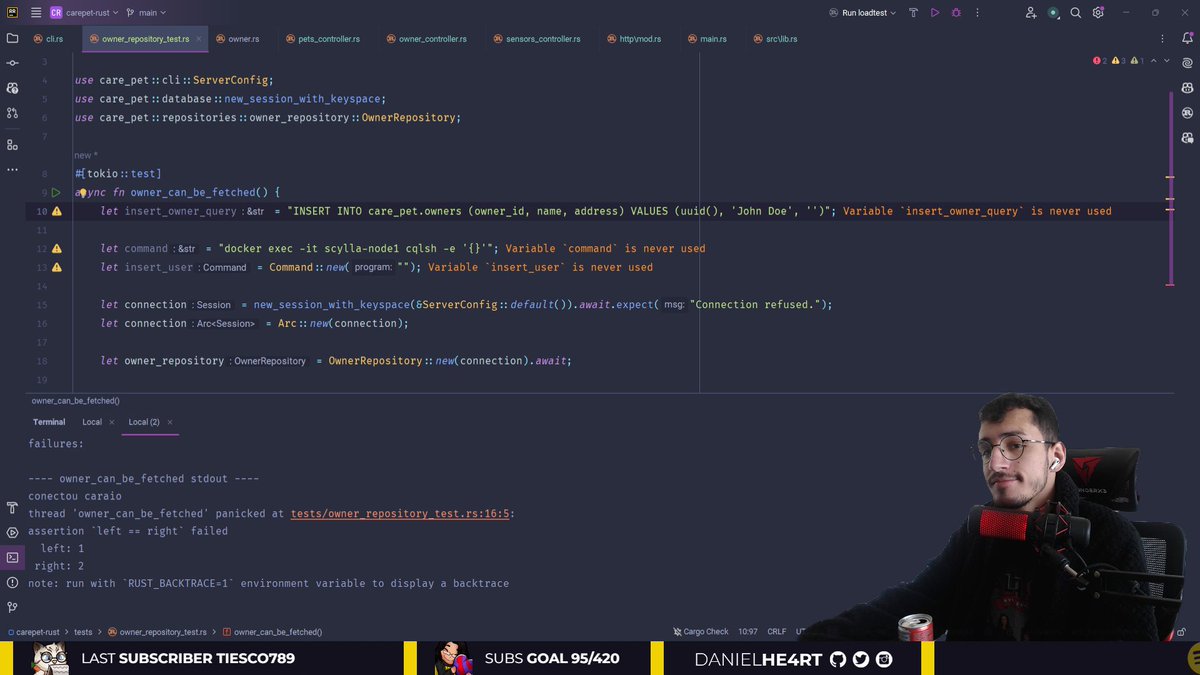 danielhe4rt's tweet image. LIVECODING ON! #scylladb

Writing some tests for CarePet IoT in Rust and trying to do a smart integration at Instruqt platform 👀

Link 👇👇