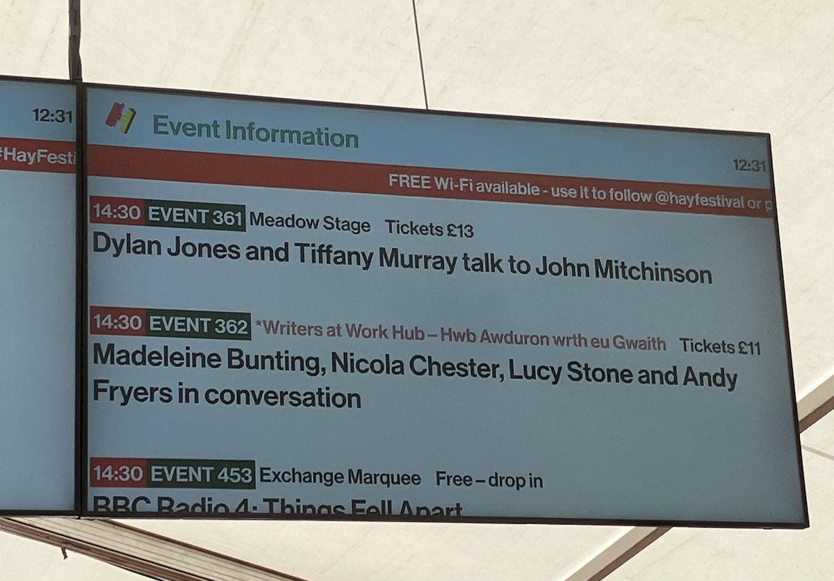 nicolawriting's tweet image. And @climate_fiction prize is launched @hayfestival! Stirring stuff &amp;amp; great engagement from audience, discussing with @lucycjstone of @climate__spring &amp;amp; 2 of my fellow judges @AndyFryers &amp;amp; #MadeleineBunting. Hope &amp;amp; agency, transformation, reparation &amp;amp; care; what will it bring?