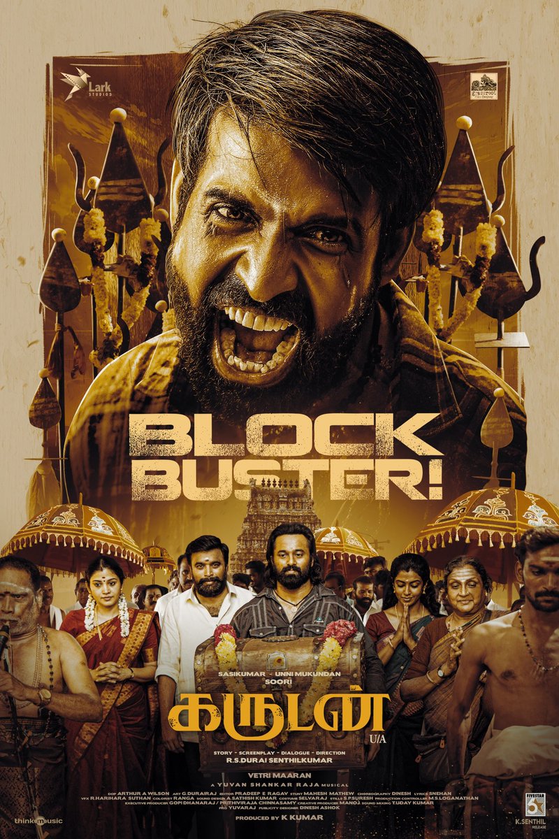 Cinema_Kirukan's tweet photo. #Garudan BlockBuster 🔥
#Soori #Sasikumar #Samuthrakani #UnniMukundan #Sshivada #RevathiSharma #YuvanShankarRaja
Story by #Vetrimaaran
Directed by #DuraiSenthilKumar
In.Cinemas Now !! https://t.co/55UeCbho4h