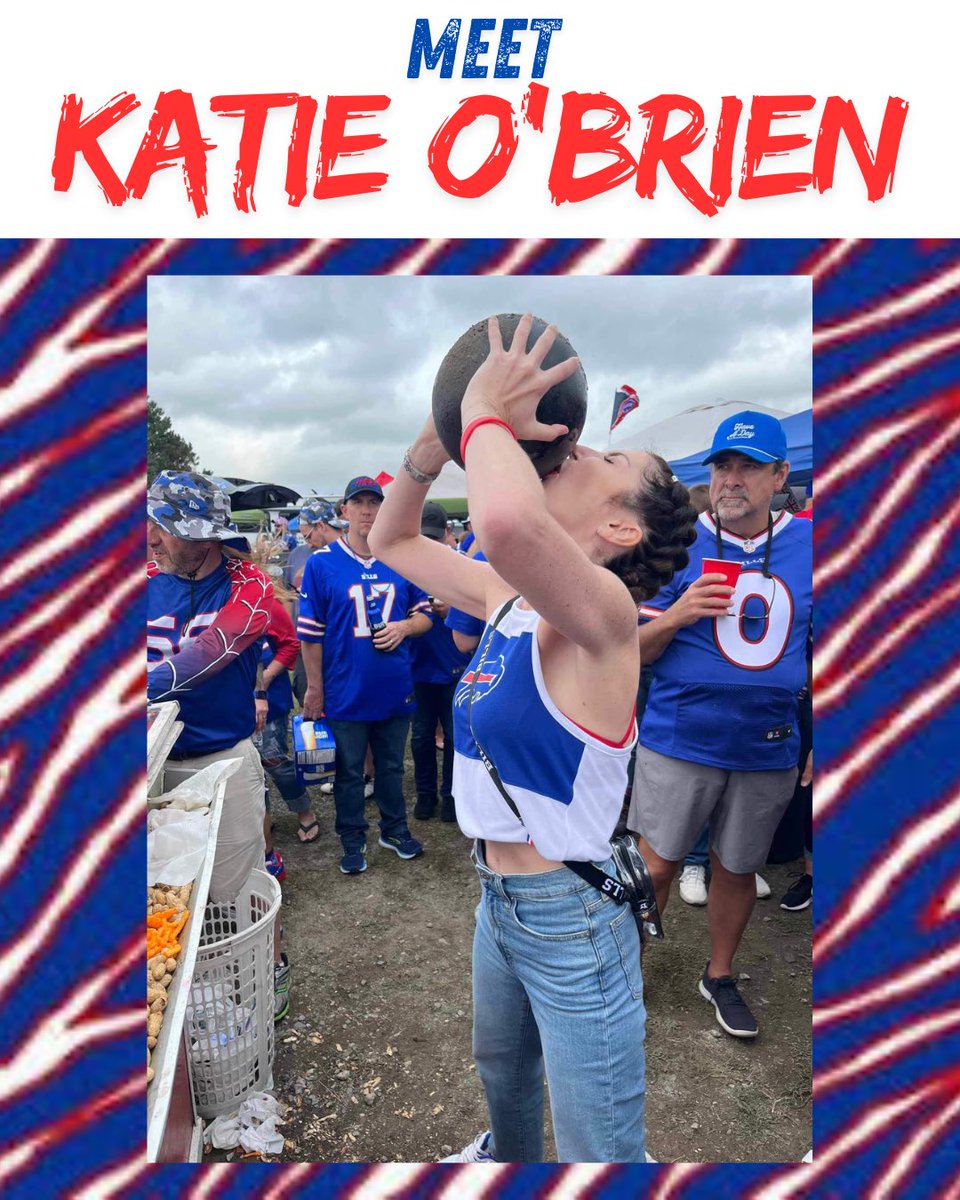 HouBillsBackers's tweet photo. Meet Katie O’Brien! She selflessly serves as our “Commander in Chief”, and puts so much work into making sure y’all have the best time possible. She is the reason we have our epic tailgates, booming block parties, and koozies to keep you Labatt Blue cold. Thank you Katie! https://t.co/18Q5T8mgFN