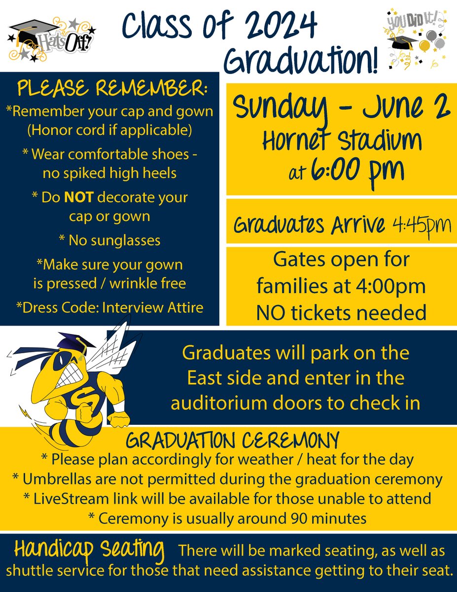 Final Commencement Details and Livestream link for Class of 2024: TONIGHT! 

June 2 at 6PM!
youtube.com/watch?v=WRTbwn…