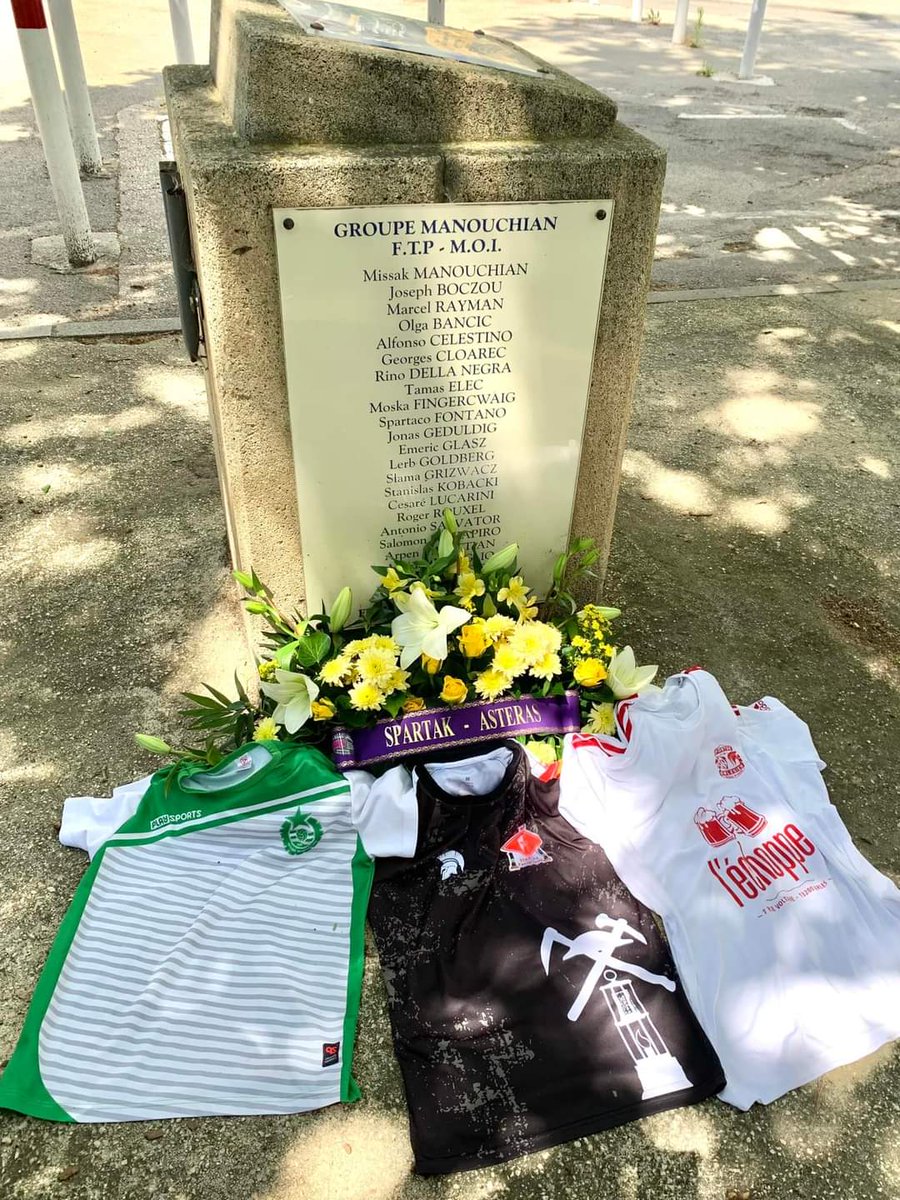 Réunis à Arles pour la 2e édition du Trophée Rino Della Negra, le Spartak Arlésien, le <a href="/Spartak_Font/">SPARTAK FONTGRANDE</a> et <a href="/AsterasMTP/">Asteras Montpellier</a> ont déposé une gerbe de fleurs en hommage devant la stèle dédiée aux partisans du Groupe Manouchian (FTP-MOI).