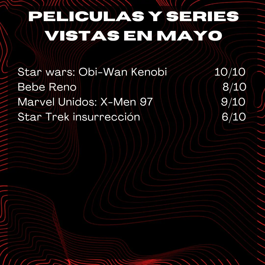 GeekandFreak2's tweet photo. Repaso por las pelis y series vistas en Mayo entre clásicos y estrenos de todo tipo

#starwars #xmen #xmen97 #startrek #walkingdead #kenobi #netflix #disneyplus #hbomax #paramountplus #primevideo #badbatch https://t.co/tVHyqnubvd