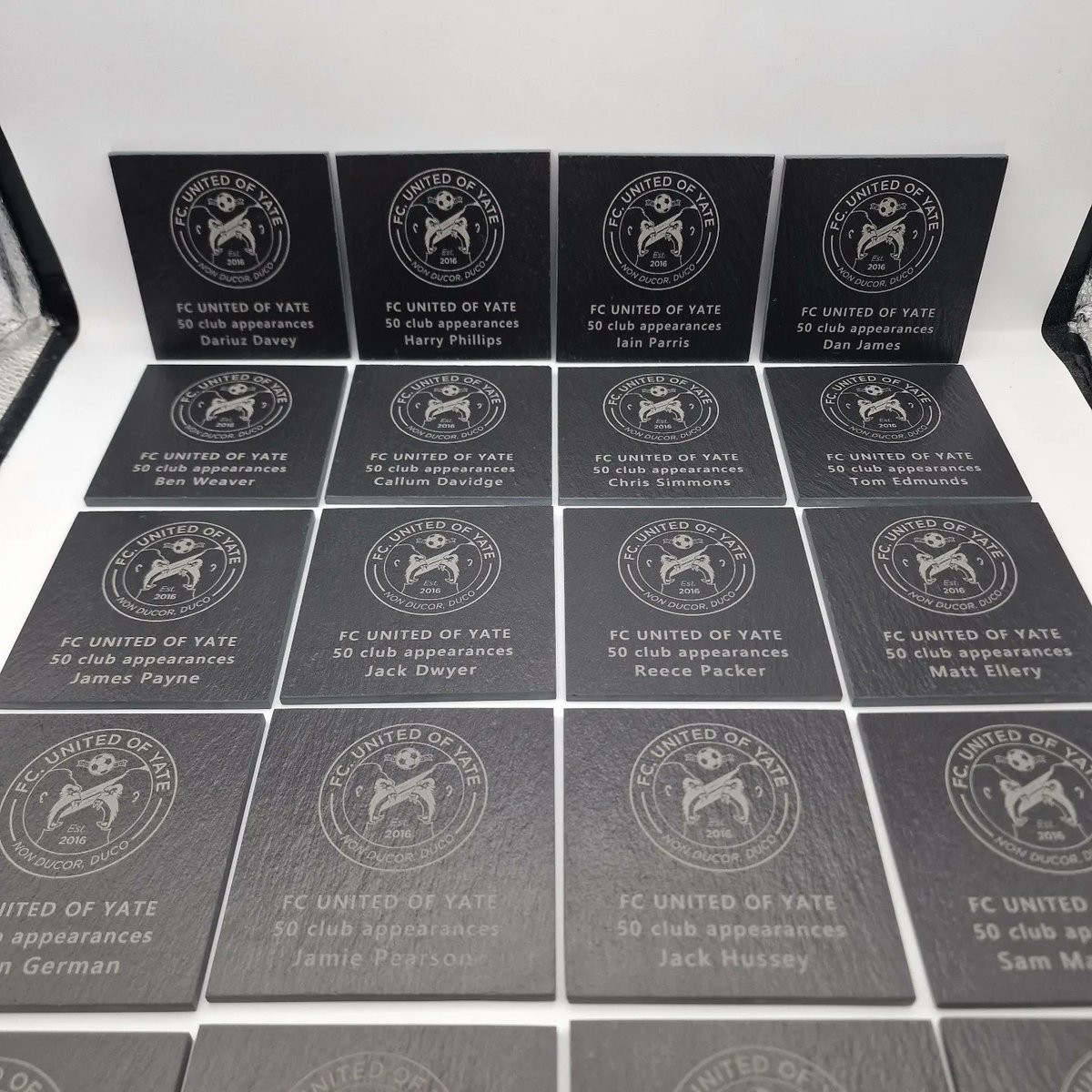 50 CLUB APPEARANCES AWARDS FOR FC UNITED OF YATE ⚽️🏆 

The Gaffer from <a href="/fcunitedofyate/">FC United of Yate</a> saw our MOTM awards and reached out to us to request these 50 club appearances awards 😀 

If you would like something similar, get in touch 😃 

#customawards #slateawards #FootballAwards