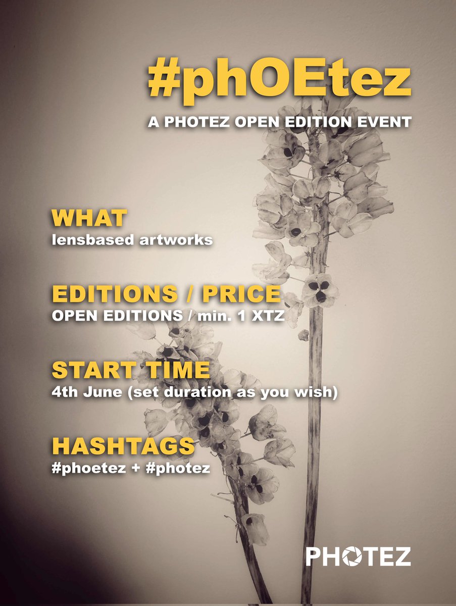 In the beginning,
there was #phOEtez

<a href="/photezNFTs/">Photez - Photographers of TEZ</a> #tezos