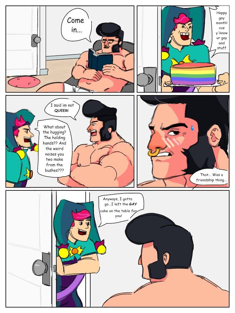 styrenyxxx's tweet photo. Chapter 2: Cake

(This took me days to complete this.)

#Bullxprimo #Primoxbull #brawlstarscomics #brawlstarsship #brawlstarsgay #pridemonth #gay #milliebobbybrown https://t.co/zZpLvgXznP