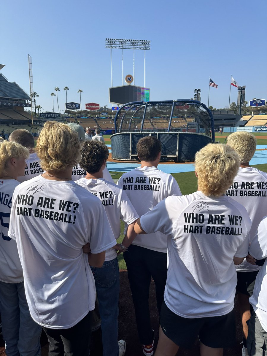 hart_baseball's tweet photo. Thank you @Dodgers for having HART BASEBALL and celebrating our div 2 Southern Section CIF CHAMPIONSHIP WIN and honoring our coach and his 25 years with Hart Baseball! And of course thank you Tyler Glasnow, Once an Indian always an Indian! https://t.co/oLCigb2VOj