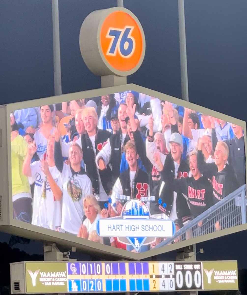 hart_baseball's tweet photo. Thank you @Dodgers for having HART BASEBALL and celebrating our div 2 Southern Section CIF CHAMPIONSHIP WIN and honoring our coach and his 25 years with Hart Baseball! And of course thank you Tyler Glasnow, Once an Indian always an Indian! https://t.co/oLCigb2VOj