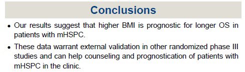 Umang Swami (@umangtalking) on Twitter photo Ab#5081 <a href="/ASCO/">ASCO</a> #ASCO24 👉 Higher BMI is prognostic for longer OS in pts with mHSPC. Analysis of pt level data from S1216 study. bit.ly/4aQuXOp #prostatecancer <a href="/urotoday/">UroToday.com</a> <a href="/OncoAlert/">OncoAlert</a> <a href="/SWOG/">SWOG Cancer Research Network</a> <a href="/neerajaiims/">Neeraj Agarwal, MD, FASCO</a> Ab#5081 <a href="/ASCO/">ASCO</a> #ASCO24 👉 Higher BMI is prognostic for longer OS in pts with mHSPC. Analysis of pt level data from S1216 study. bit.ly/4aQuXOp #prostatecancer <a href="/urotoday/">UroToday.com</a> <a href="/OncoAlert/">OncoAlert</a> <a href="/SWOG/">SWOG Cancer Research Network</a> <a href="/neerajaiims/">Neeraj Agarwal, MD, FASCO</a>