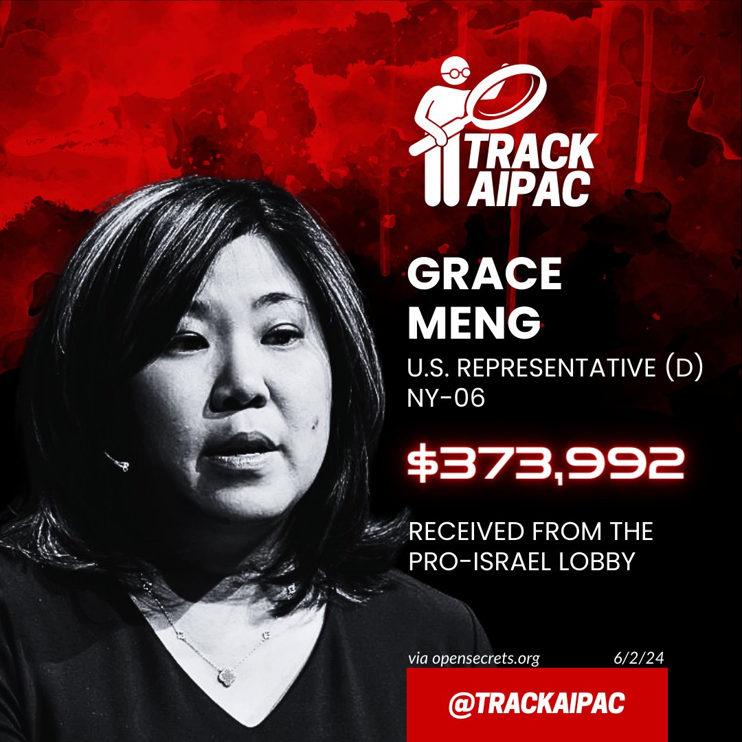 <a href="/Grace4NY/">Grace Meng</a> Then maybe you should stop voting to spend tens of billions of our tax dollars on bombs for Israel to commit genocide. That money could be better spent on literally anything else here at home.