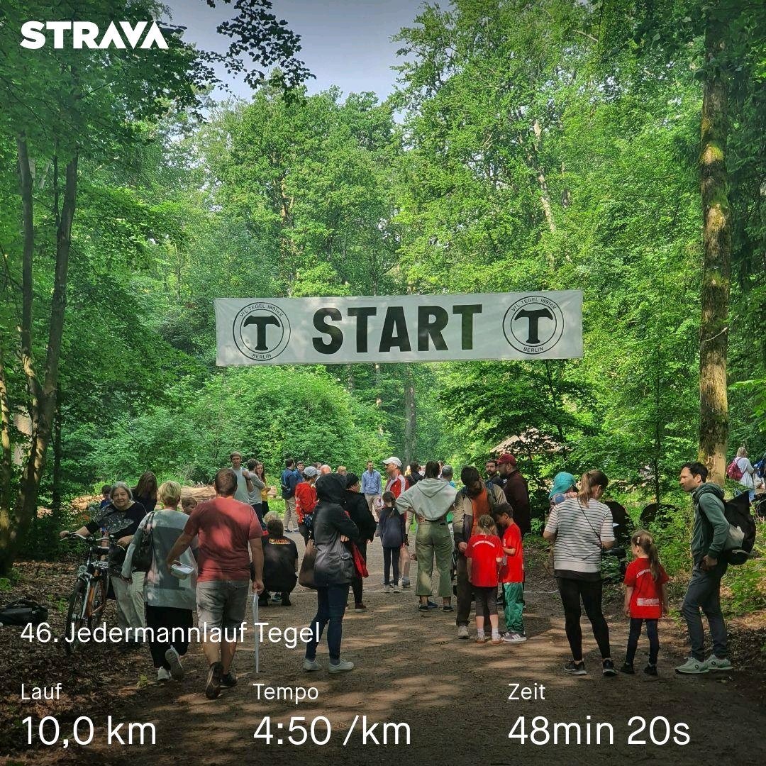 46. Jedermannlauf Tegel. Heute stand mal wieder ein Wettkampf auf dem Plan. Wetter war gut, Stimmung war gut. 2 Runden a 5km waren trotzdem recht anstrengend.  Prinzipiell wieder ein gutes Laufevent. #instarun #volkslauf #berlin #summer
 strava.app.link/zj3H9C2y6Jb