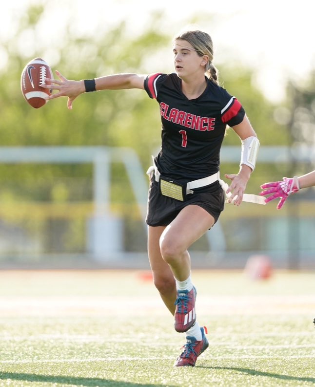 Clar7x7Flag's tweet photo. Section 6 Division 1 Flag Football Player of the Year QB Ella Corry Clarence High School @CHS_Devils @ClarAthletics @flag_vi https://t.co/H0oHuZmKK1