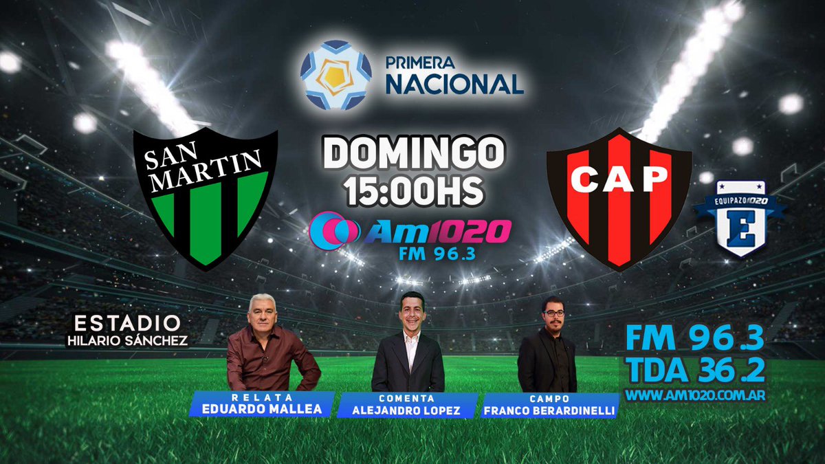 gdtoledano's tweet photo. FM96.3🎙️📻⚽️hoy juega @CASanMartinSJ y #equipazo lo transmite seguinos 📲 https://t.co/MgvLVrasFJ 📺canal36.2TDA ▶️YouTube @SebassCaruso y am1020 https://t.co/cF0ChUdzyu