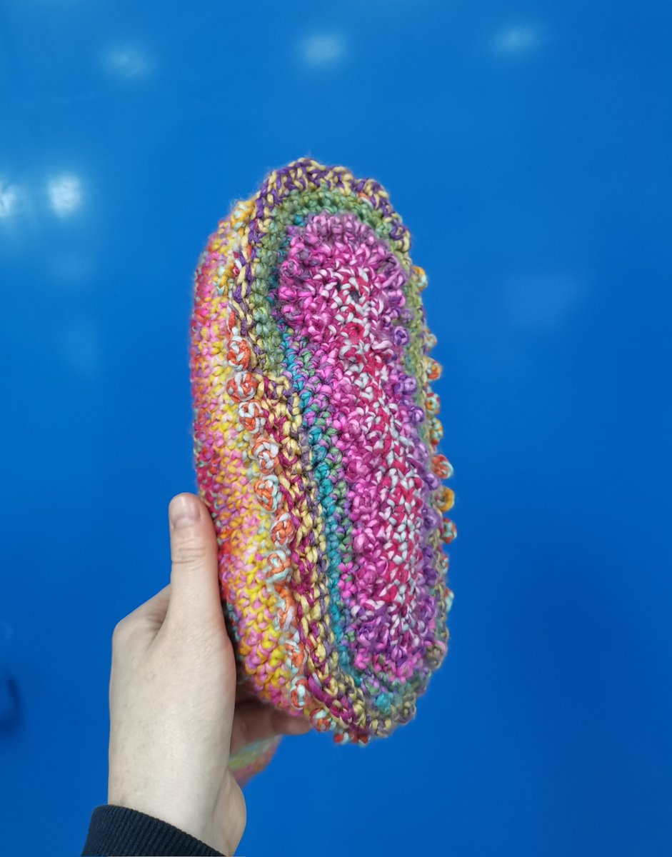 deepsealucy's tweet photo. What do you do while watching live footage of the deep seafloor? Crochet something from the deep seafloor, of course. Our new mascot on #JC263 is the psychedelic Psychropotes 💜 Included is an image taken by HyBIS a few nights ago showing the beautiful Psychropotes at PAP 😍 https://t.co/TULsJNOQ2a