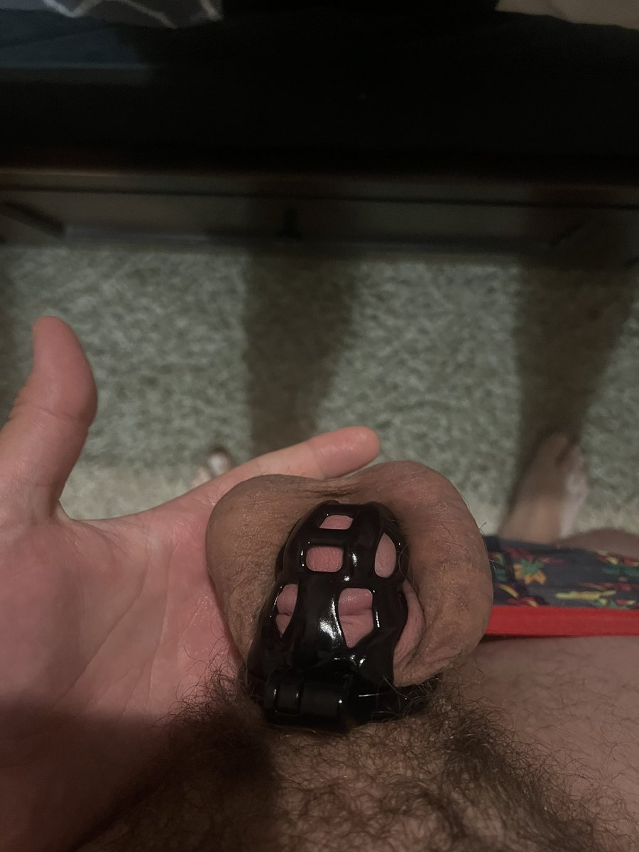 PupLucky1's tweet photo. Today’s lockup was a surprise text request from Sir and Daddy last night. Pup did his best to sleep overnight, unlocked when needed, then right back to locked all day today. #LuckiestLockedPup #MusclePupInTraining #TeamLocked #CollaredPup https://t.co/NXJ1ReUwmP